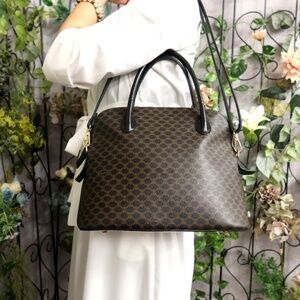 CELINE Macadam 2‑Way Handbag – Vintage PVC & Leather – Authentic